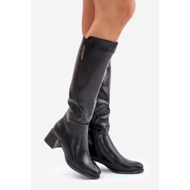 Jezzi Cuissardes à talons en éco-cuir, noir Izanae le noir 1