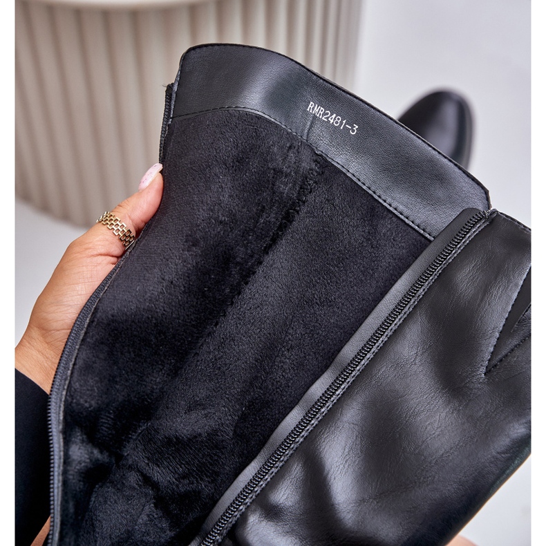 Jezzi Cuissardes à talons en éco-cuir, noir Izanae le noir 2