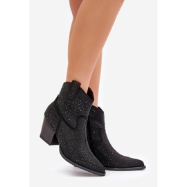 Bottes de cowboy décorées sur talons hauts à bouts pointus S.Barski HY42-121 Noir 1
