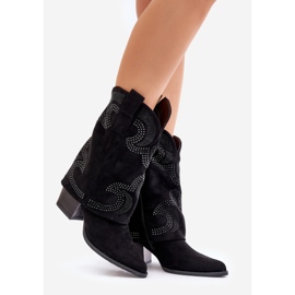 Bottes de cowboy mi-mollet décorées sur talon haut S.Barski HY42-153 Noir le noir 1 Bottes de cowboy mi-mollet décorées sur talon haut S.Barski HY42-153 Noir le noir 1