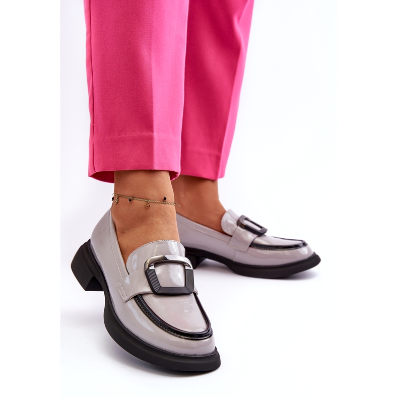 Vinceza Mocassins en cuir verni pour femme, gris 2 Vinceza Mocassins en cuir verni pour femme, gris 2