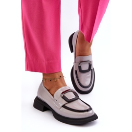 Vinceza Mocassins en cuir verni pour femme, gris 3 Vinceza Mocassins en cuir verni pour femme, gris 3