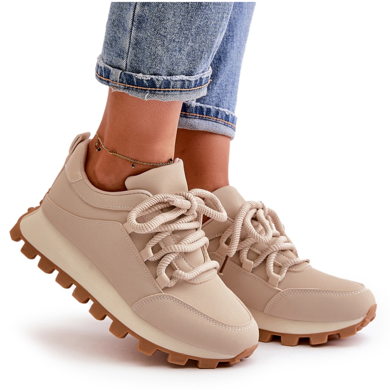Chaussures de sport : Baskets sur plateforme en éco-cuir, beige 7 Chaussures de sport : Baskets sur plateforme en éco-cuir, beige 7