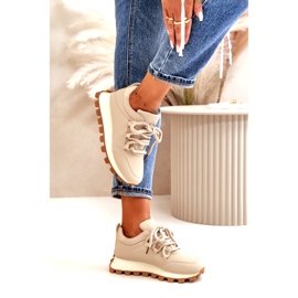 Chaussures de sport : Baskets sur plateforme en éco-cuir, beige 4 Chaussures de sport : Baskets sur plateforme en éco-cuir, beige 4