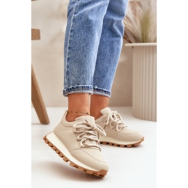 Chaussures de sport : Baskets sur plateforme en éco-cuir, beige 2 Chaussures de sport : Baskets sur plateforme en éco-cuir, beige 2