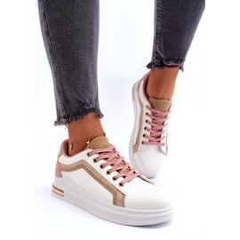 Sneakes sportifs féminins avec des paillettes beige blanc 4