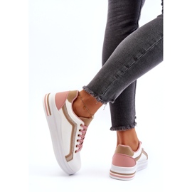 Sneakes sportifs féminins avec des paillettes beige blanc 6