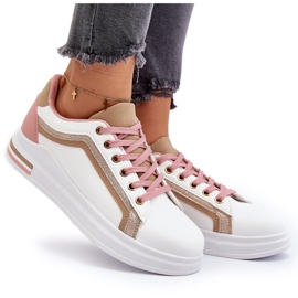 Sneakes sportifs féminins avec des paillettes beige blanche 9 Sneakes sportifs féminins avec des paillettes beige blanche 9