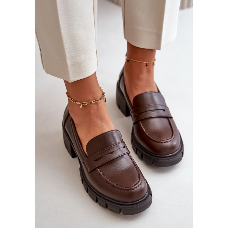 Cm Paris Chaussures à talons bas pour femmes en cuir écologique, marron foncé brun 7