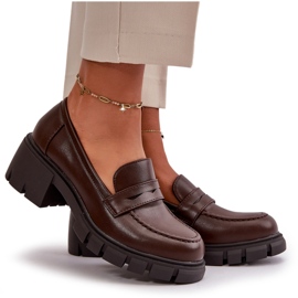 Cm Paris Chaussures à talons bas pour femmes en cuir écologique, marron foncé brun 8