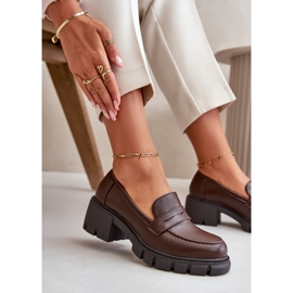 Cm Paris Chaussures à talons bas pour femmes en cuir écologique, marron foncé brun 4