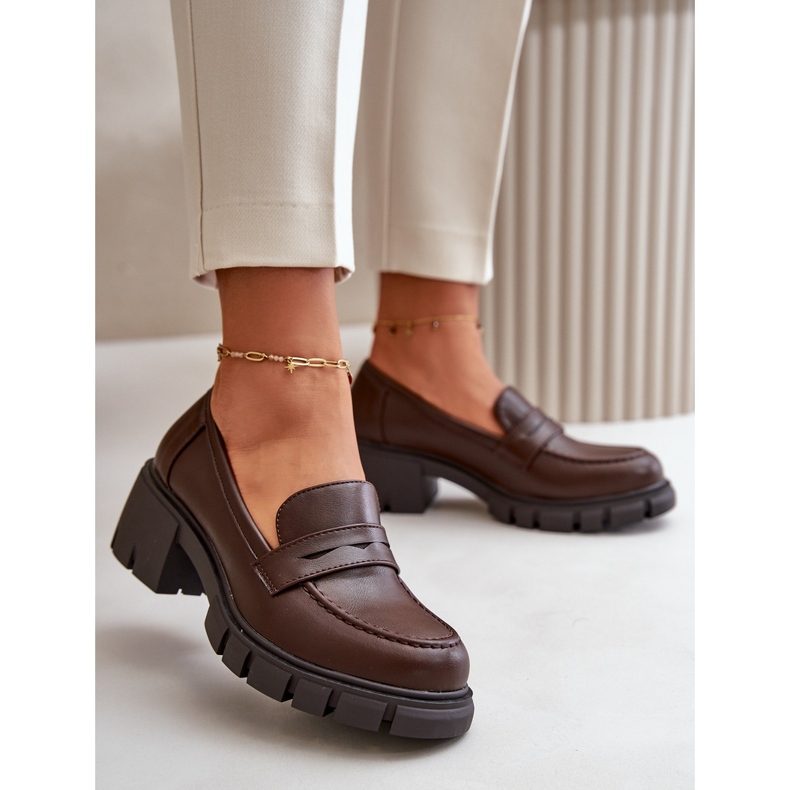 Cm Paris Chaussures à talons bas pour femmes en cuir écologique, marron foncé brun 5