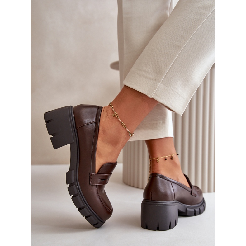 Cm Paris Chaussures à talons bas pour femmes en cuir écologique, marron foncé brun 6