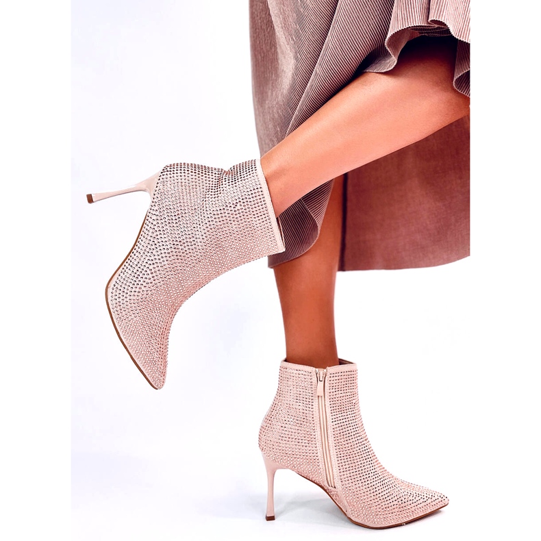 Bottines à talons hauts avec cristaux Demish Champagne rose 6