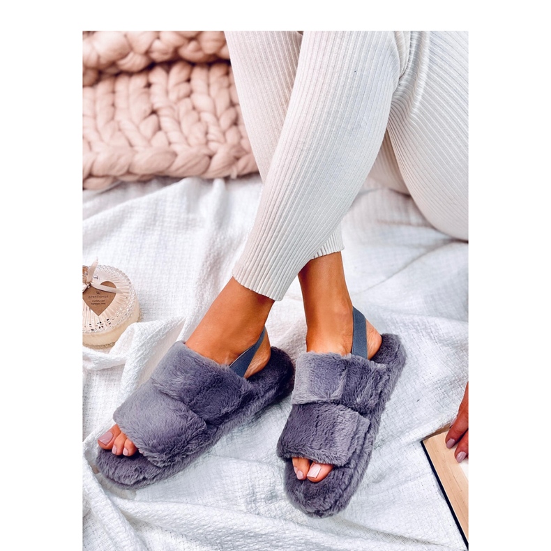 Chaussons femme Rhodes gris avec élastique 1 Chaussons femme Rhodes gris avec élastique 1