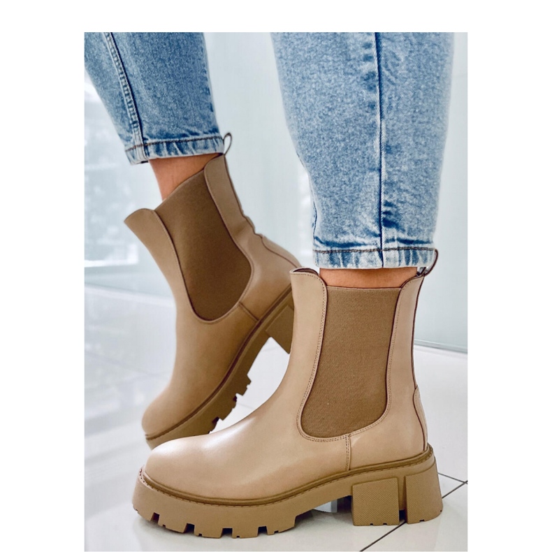 Bottines Chelsea montantes Rumer Kaki - Inello beige 2
