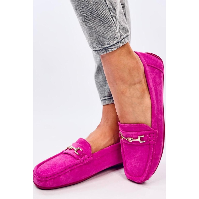 Mocassins femme daim Sourd Fuchsia rose 1
