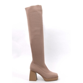 Hilary Khaki Bottes de chaussettes à talons hauts - INELLO brun 1