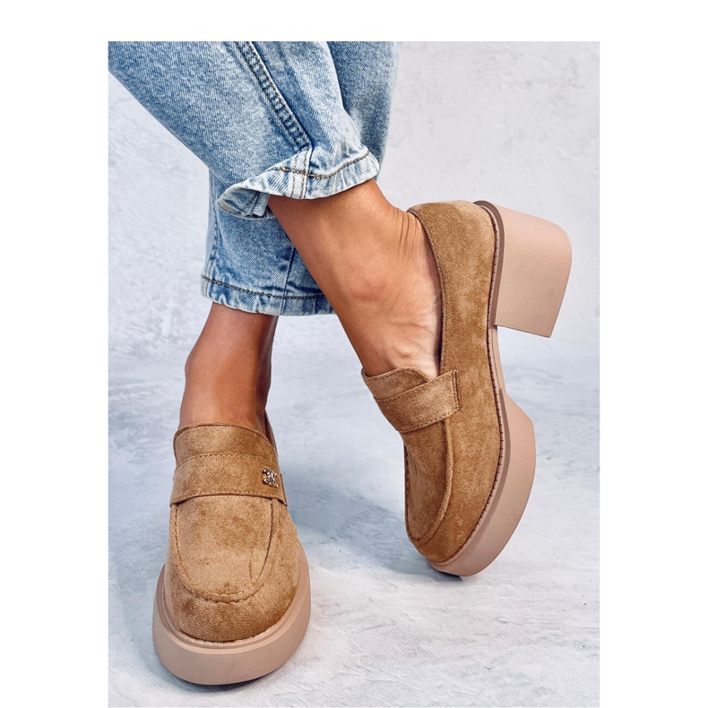 Mocassins à talons camel - brun 1