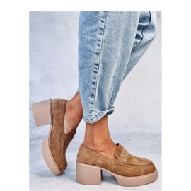 Mocassins à talons camel - brun 3