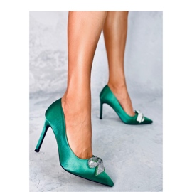 Escarpins noeud satin vert Trini 1