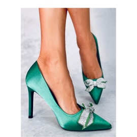 Escarpins noeud satin vert Trini 3