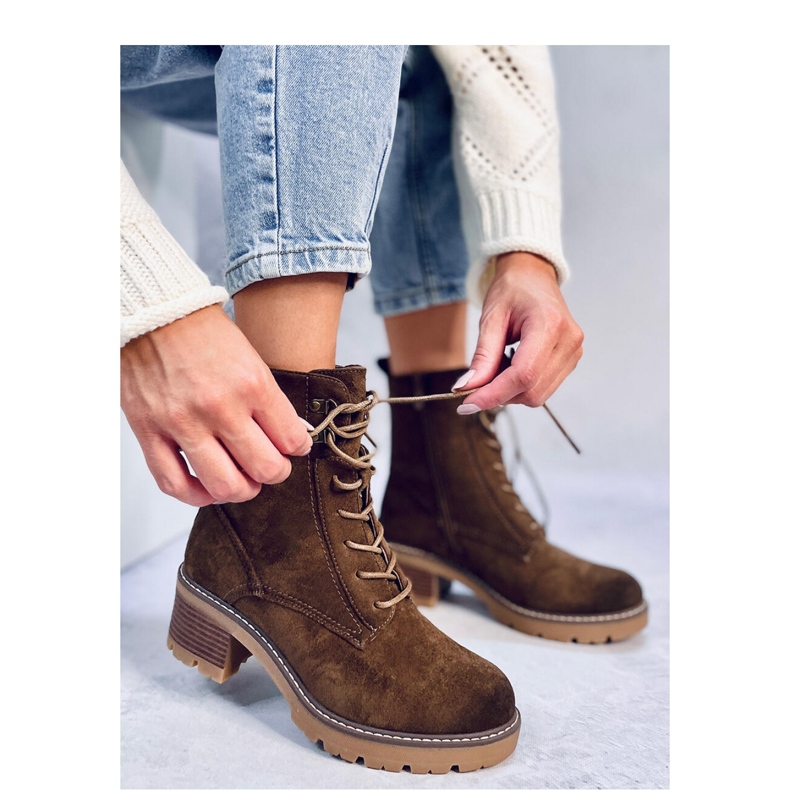 Bottines confortables à talons hauts Reed Green brun 1