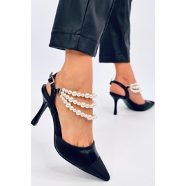 Escarpins à talon ouvert avec perles Harmony Noir - Inello le noir 1