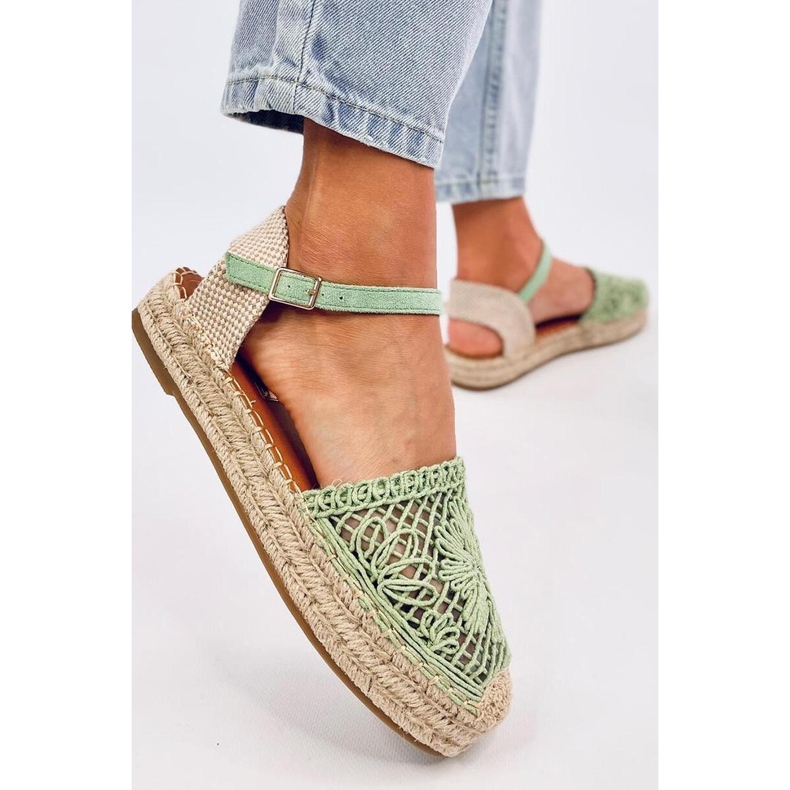 Sandales espadrilles ajourées vertes 1