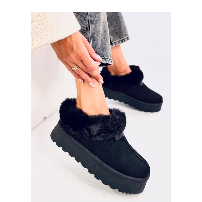 Bottes de neige noires avec fourrure le noir 2