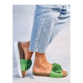 Sandale Tongs à fleurs Vert 2