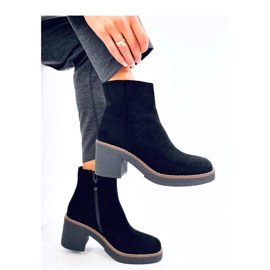 Eliza Bottines à talon large en daim noir - Inello le noir 3