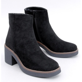 Eliza Bottines à talon large en daim noir - Inello le noir 4