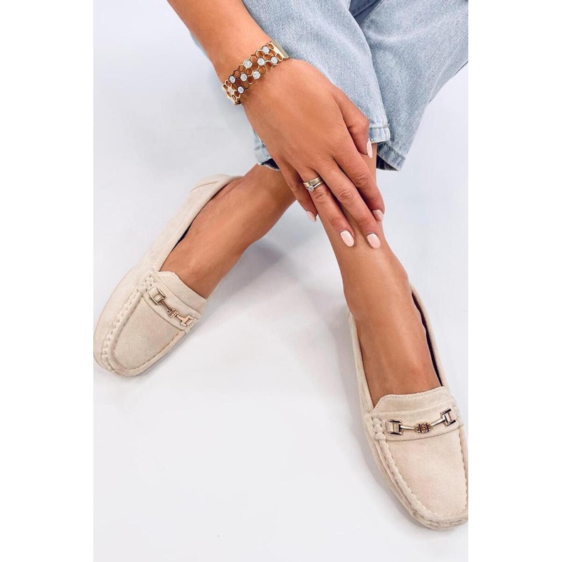 Mocassins femme en daim beige 2