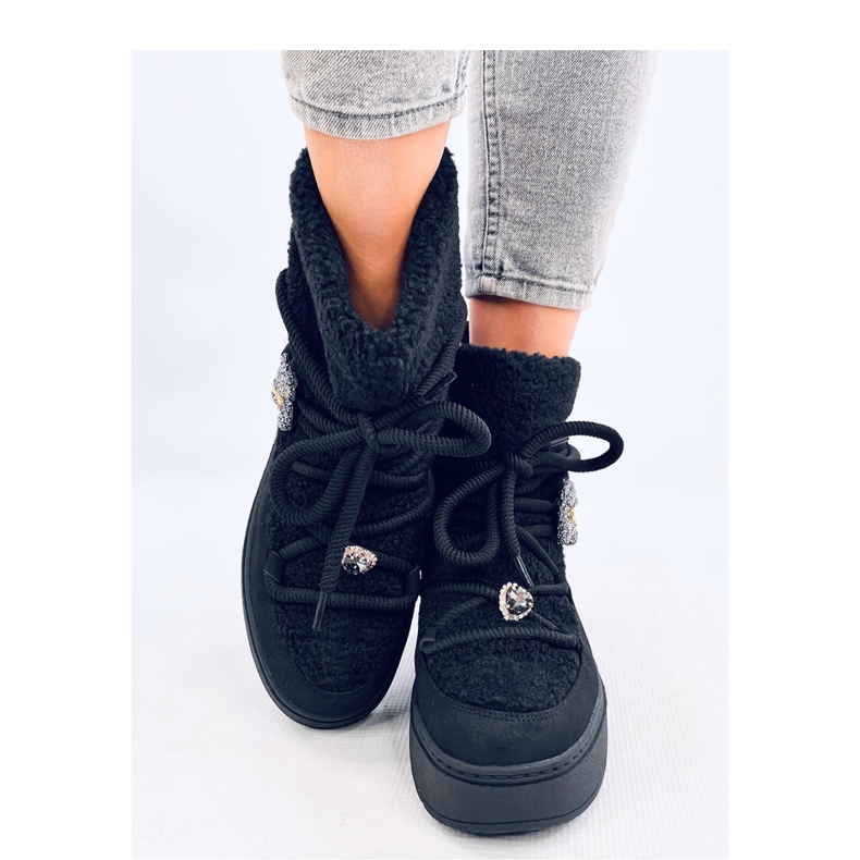 Boots de neige en peau de mouton noir le noir 2