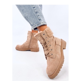 Bottines à lacets beiges 1