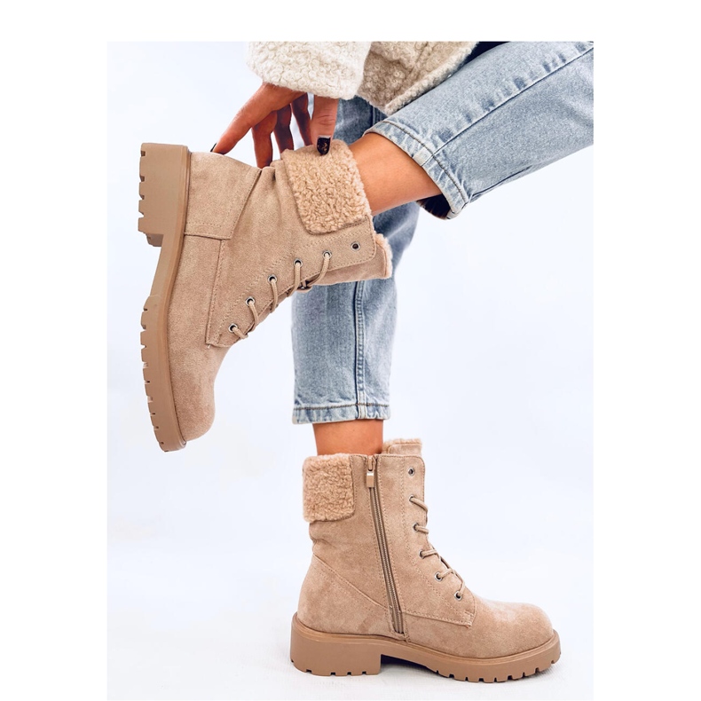 Bottines à lacets beiges 2