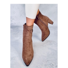Bottines à talons en daim kaki brun 2