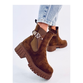 Bottines Chelsea à plateforme vertes brun 2