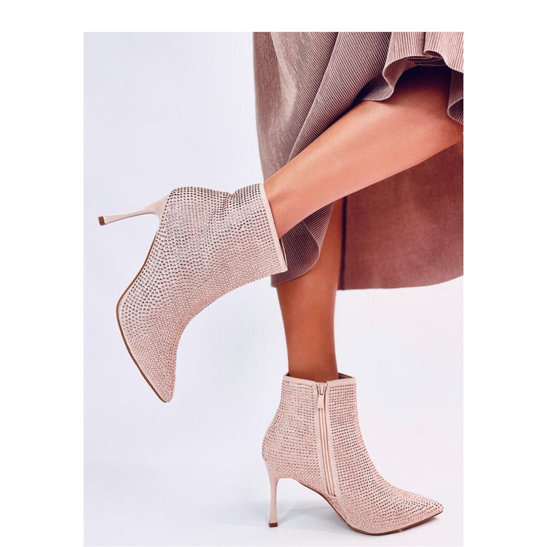 Bottines à talons hauts avec cristaux Champagne rose 1 Bottines à talons hauts avec cristaux Champagne rose 1