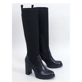 Jaida Bottines noires à talons et tige élastique - Inello le noir 1