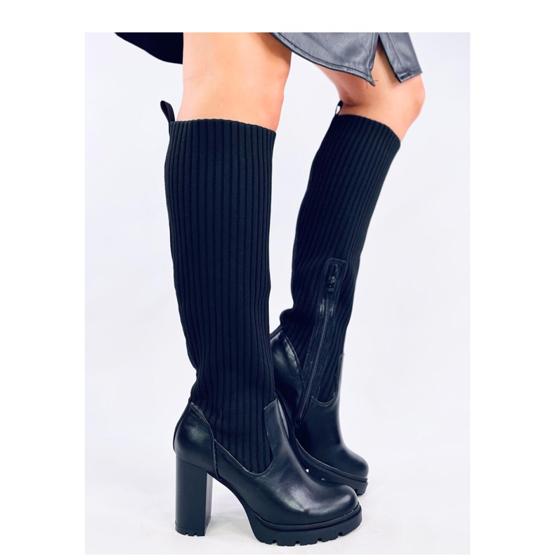 Jaida Bottines noires à talons et tige élastique - Inello 2