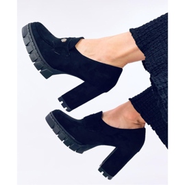 Mocassins noirs à talons hauts et plateforme le noir 2