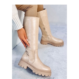 Bottines beiges à semelle épaisse 1