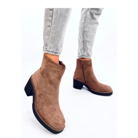 Bottines en daim à talons larges Eliza Kaki - Inello brun 3
