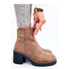 Bottines en daim à talons larges Eliza Kaki - Inello brun 4