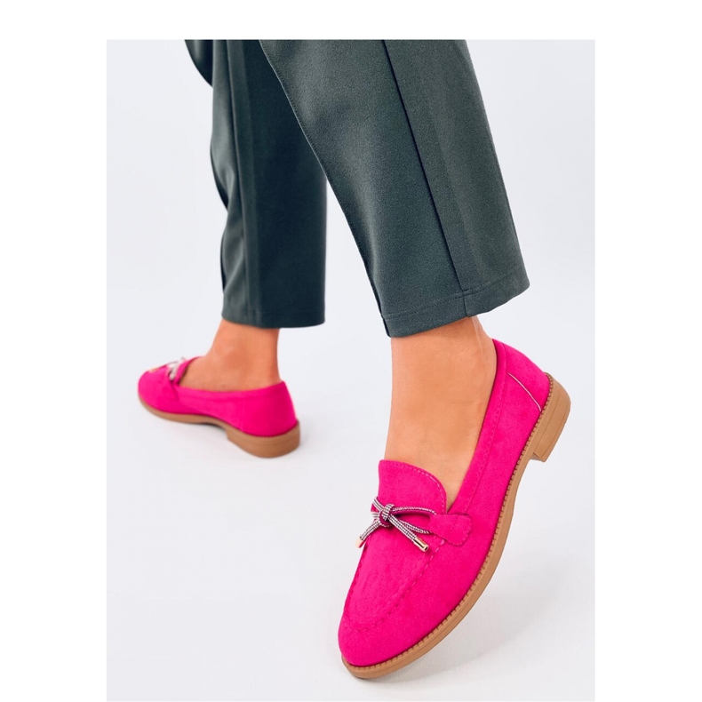 Mocassins femme en daim Fuchsia rose 1