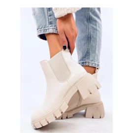 Ledeck Bottines Chelsea à talons larges Pu Beige - Inello 1 Ledeck Bottines Chelsea à talons larges Pu Beige - Inello 1