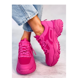 Baskets compensées fuchsia rose 2