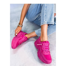 Baskets compensées fuchsia rose 3